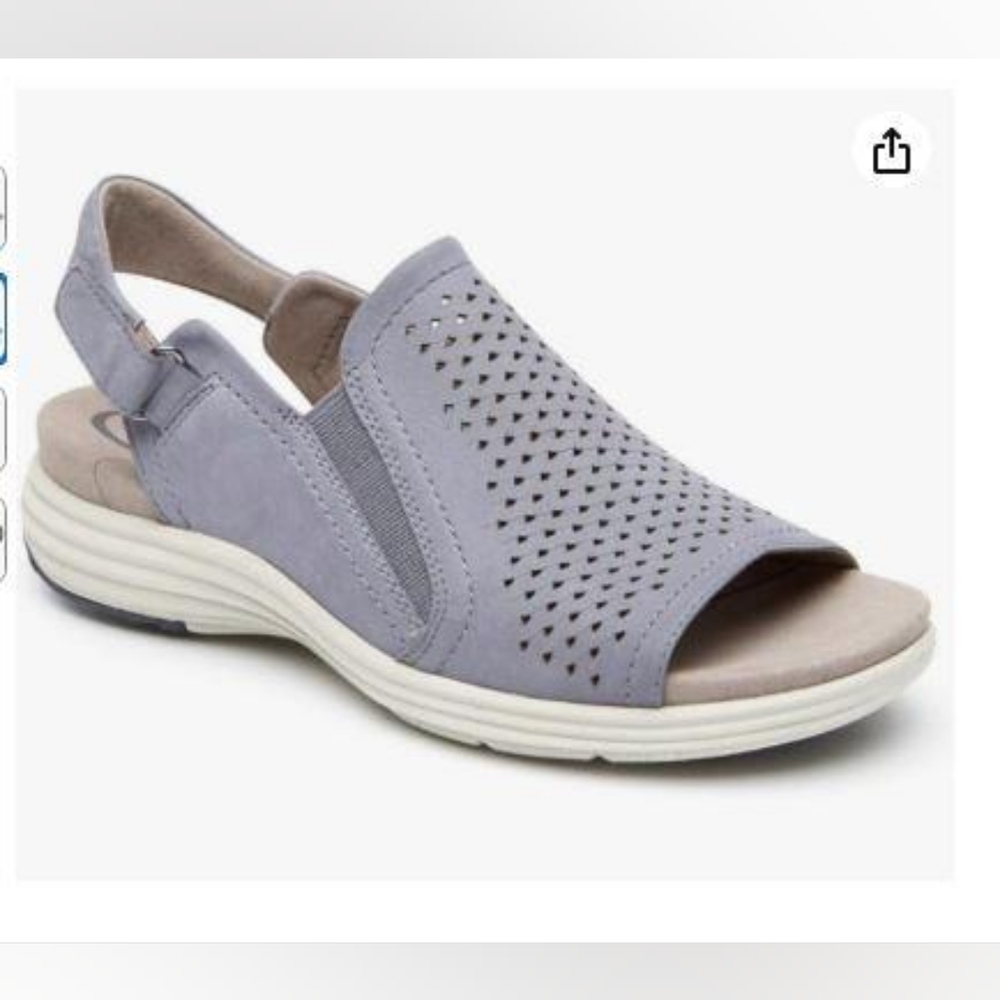 Beaumont Light Blue/Gray Leather Peep Sling Sandals Size 10 D (EU 41.5) - Wide
